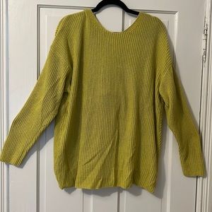 LOFT Yellow Sweater with Tulip Hem with Open Back Knot